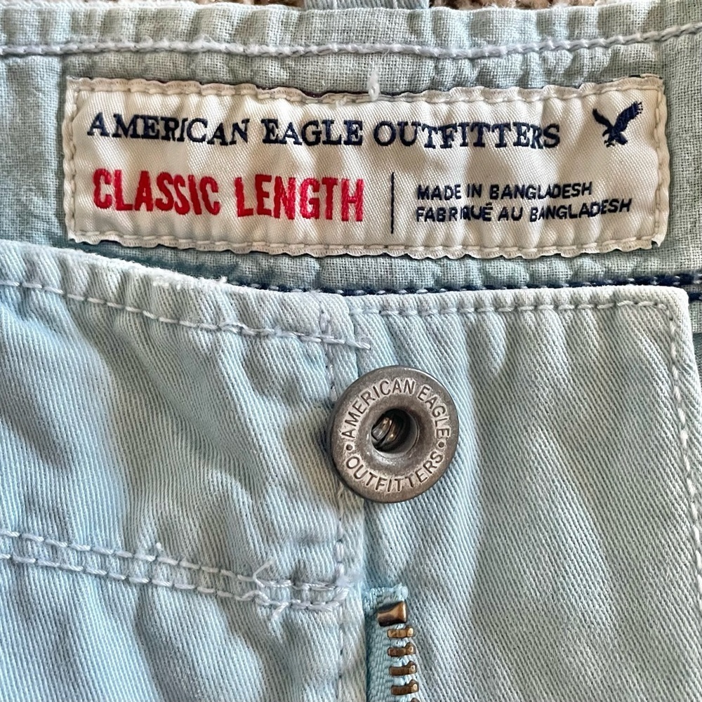 Y2K 2000s American Eagle Cargo Shorts Mens 30 Blue Preppy Paratrooper Classic - Picture 12 of 16